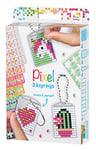 PIXEL- Kit créatif 3 Porte-clés + livret 38 modèles-Girly, PX20131 A partir de 8 ans