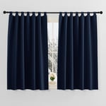 PONY DANCE Rideaux Occultant Isolant Thermiques de Fenêtre Décoration Maison Chambre Fenetre Draperies Panneaux Opaque Anti UV, Bleu Foncé, L 140 x H 137 cm, 2 Pcs