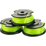 Lot de 3 bobines simple fil torsadé RYOBI 2mm pour coupe-bordures sur batterie RAC143