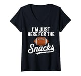 Womens I'm Just Here for the Snacks Funny Football Game Vintage V-Neck T-Shirt