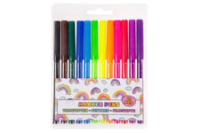 12 Fibre Felt Tip Pens - Stationery Pen School Bag Back To Colouring Pencils