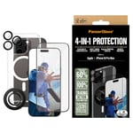 iPhone 16 Pro Max PanzerGlass 4-i-1 Bundle m. EasyAligner - Skjermbeskyttelse (UWF) / Deksel / Kamerabeskyttelse / Fingerring - Gjennomsiktig / Svart