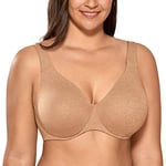 DELIMIRA Femme Soutien Gorge Minimiseur Forte Poitrine Invisible Grande Taille avec Armature Chanterelle 95D