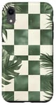 Coque pour iPhone XR Vert Classique Tropical Carreaux Vert Sauge Blanc Vintage