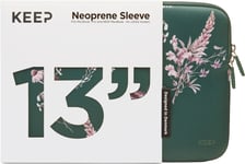 KEEP 13,6" Neopren MacBook etui (Power Green Flower)