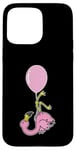 Coque pour iPhone 15 Pro Max Flamant rose avec ballon d'anniversaire