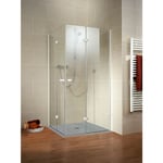 Schulte - Accès d'angle droit avec portes de douche pivotantes-pliantes, verre 5 mm, profilés blancs, Confort 90 x 90 x 190 cm