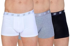 CR7 Cristiano Ronaldo Men's Cr7 Boxer Shorts, White/Grey Melange/Black, XXL UK