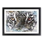 Big Box Art Eye of The Tiger in Abstract Framed Wall Art Picture Print Ready to Hang, Black A2 (62 x 45 cm)