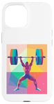 Coque pour iPhone 15 Musculaire Guy Overhead Pressing a Massive Barbell