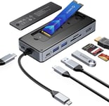 8-En-1 Station D'Accueil Usb C Avec Boîtier Ssd M.2,Hub Usb C Avec Ssd M.2 Nvme/Sata,10Gbps,Hdmi 4K@60Hz,100W Pd,Lecteur De Cartes Sd/Tf,Longueur Du Câble 15Cm-Om28P