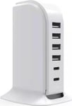 Chargeur maison multi ports 4 USB-A + 2 USB-C 40W Blanc Bigben - Neuf