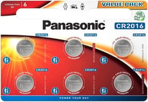 6 x Panasonic CR2016 3V Lithium Coin Cell Battery 2016 Longest Expiry Date UK