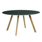 HAY - CPH25 2.0 Table Lacquered Oak Frame Ø140 X H74  Green Linoleum Tabletop Lacquered Edge - Matbord - Ronan & Erwan Bouroullec - Grön - Trä