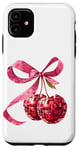 Coque pour iPhone 11 Rose Bow Coquette Esthétique Y2K Cerise Fille Femme