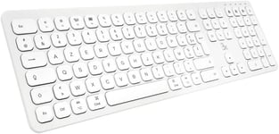 Keyboard For Mac - Clavier Bluetooth Pour Mac Sans Fil Rechargeable - Design Ultra Mince En Aluminium - Touches Silencieuses - Autonomie 90H - Pour Mac & Ipad - Layout Azerty Mac (Blanc)