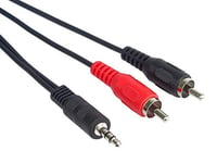 PremiumCord Jack to RCA Y Cable 1.5 m, Jack Plug 3.5 mm to 2x RCA Male Jack to RCA Stereo Audio for Digital Camera, TV, Mobile Phones, MP3, HiFi, Colour: Black