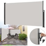 Froadp 160×300cm Paravent Latéral Extensible Unilatéral Côté Brise Vue Retractable Store Extérieur, Gris - Gris