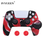 Camo Rouge - Housse De Protection En Gel De Silicone Souple Pour Manette De Jeu Playstation 5 Ps5 Dualsense, Capuchons De Poignées