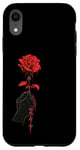 Coque pour iPhone XR Rose rouge avec fil de fer barbelé - Gothique