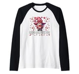 Happy Valentines Day Gnome For Women Cute Love Heart Pattern Raglan Baseball Tee