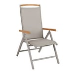 Brafab Andy positionsstol aluminium beige och texteline beige/teak