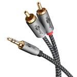 Goobay Ljudadapterkabel AUX, 3,5 mm jack till stereo RCA-kontakt, 3 m Pawl 3,5 mm plugg (3-stift, Stereo) > 2x RCA-kontakt (ljud vänster / höger)