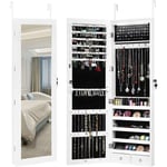 Relax4life - Armoire à Bijoux Murale avec Lumières led Automatiques et Miroir, Armoire à Bijoux Verrouillable pour Collier, Boucle d'Oreilles, Bague,