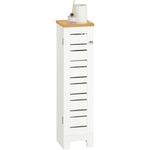 Sobuy - Porte Papier Toilette Vertical, étroit, Meuble wc, Support Papier Toilette, Armoire Toilettes, BZR85-W