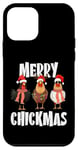 Coque pour iPhone 12 mini Merry Chickmas Chapeau de Père Noël lumineux Motif poule