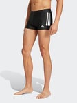 adidas Mens 3 Stripe Boxer Swim Shorts, Black, Size 38, Men