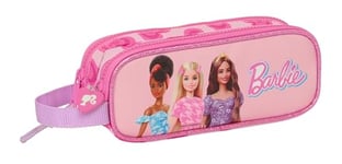 Safta Barbie Love - Trousse Double Enfant, idéale pour Les Enfants d'âge Scolaire, Confortable et Polyvalente, qualité et résistance, 21 x 6 x 8 cm, Rose, Rose, Estándar, Décontracté