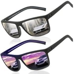 Perfectmiaoxuan Lunettes de soleil polarisées hommes femmes Mode Sommer Vacances Extérieur Conduite Pêche léger TR90 incassable cadre UV400 protection carré lunettes de soleil