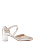 Gabor Giselle Leather Crossover Heeled Courts Metallic Puder