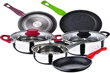 Pierre Cardin Eclat Batterie de cuisine 5 pièces en acier inoxydable avec set poêles 18/22/26 cm San Ignacio Jolie en aluminium forgé