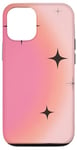 Coque pour iPhone 12/12 Pro Rose pastel pêche mignonne ombre aura avec étoiles