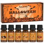 SALKING Halloween Fragrance Oils, Premium Essential Oils Gift Set, Diffuser Oils, Scented Oils for Soaps Candle Making - Pumpkin Pie,Caramel Apples,Candy Corn, Snickerdoodle, Caramel Corn, Apple Cider