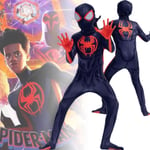 Spider-man Across The Spider-vers Cosplay-kostym för barn, Spiderman Miles Morales Jumpsuits Halloween-fest-kostym 4-5 Years