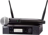 Shure GLXD24R+/SM58 Dual Band Pro Digital Wireless Microphone System for Church, Karaoke, Vocals - 12-Hour Battery Life, 100 ft Range | SM58 Handheld Vocal Mic, Single Channel Rack Mount Receiver