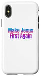 Coque pour iPhone X/XS Bleu rose Make Jesus First Again