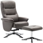 Texas Grey Faux Leather Swivel Recliner Chair with Footstool