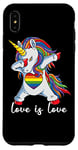 Coque pour iPhone XS Max Rainbow Unicorn Love Is Love Is Love LGBT LGBTQ Gay Lesbian Pride