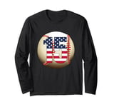 Number #15 Baseball Lover 15 Number with American Flag USA Long Sleeve T-Shirt