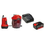 Einhell Pompe d’évacuation d’eau claire sans fil GE-SP 18 Li-Solo Power X-Change (li-ion, 18V, débit 5000 L/h, immersion max. 4 m, boîtier de batterie flexible) avec Chargeur et Batterie 4,0Ah