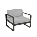 Fermob - Bellevie Armchair Flannel Grey Cushions, Liquorice - Fåtöljer utomhus - Pagnon & Pelhaître - Metall/Plast