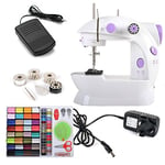 rayinblue Portable 2Speed (Low/High) Electric Mini Stitch Sewing Machine Handheld Kit with UK Power Plug + 4 Bobbins/Needle/Threader/Foot Pedal / 100-in-1 Needlework Sewing Tools