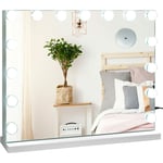 Miroir Maquillage Grossissant 10X avec 15 Ampoules led Équipé d'Enceinte Bluetooth, Miroir à Beauté Lumière Style Miroir Hollywood, Écran Tactile,