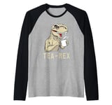 Funny Tea Rex Tee Dinosaur Design Tea Drinking Lover Graphic Raglan Baseball Tee