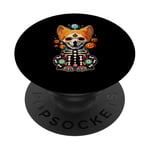 Os de corgi mexicain Sugar Skull, Halloween, jour de la mort d'un chien PopSockets PopGrip Adhésif