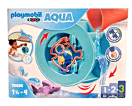 Playmobil 123 Aqua 70636 Water Wheel With Baby Bath Toys Sharks Animals